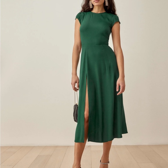 💚Reformation Gavin Dress Emerald💚 - Picture 4 of 9